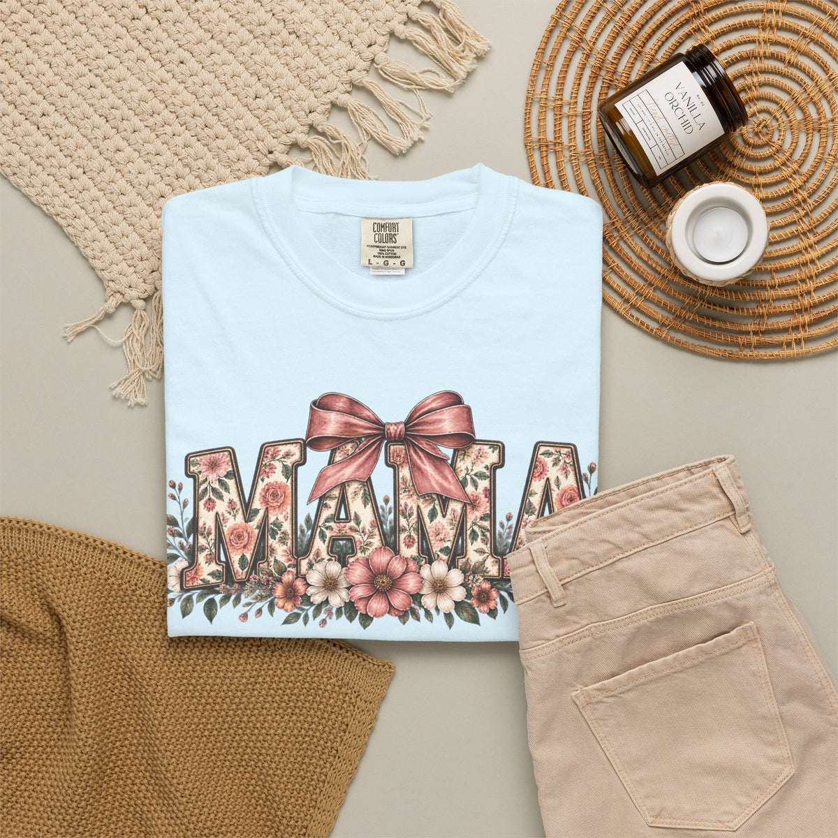 Mama Floral Bow Tee