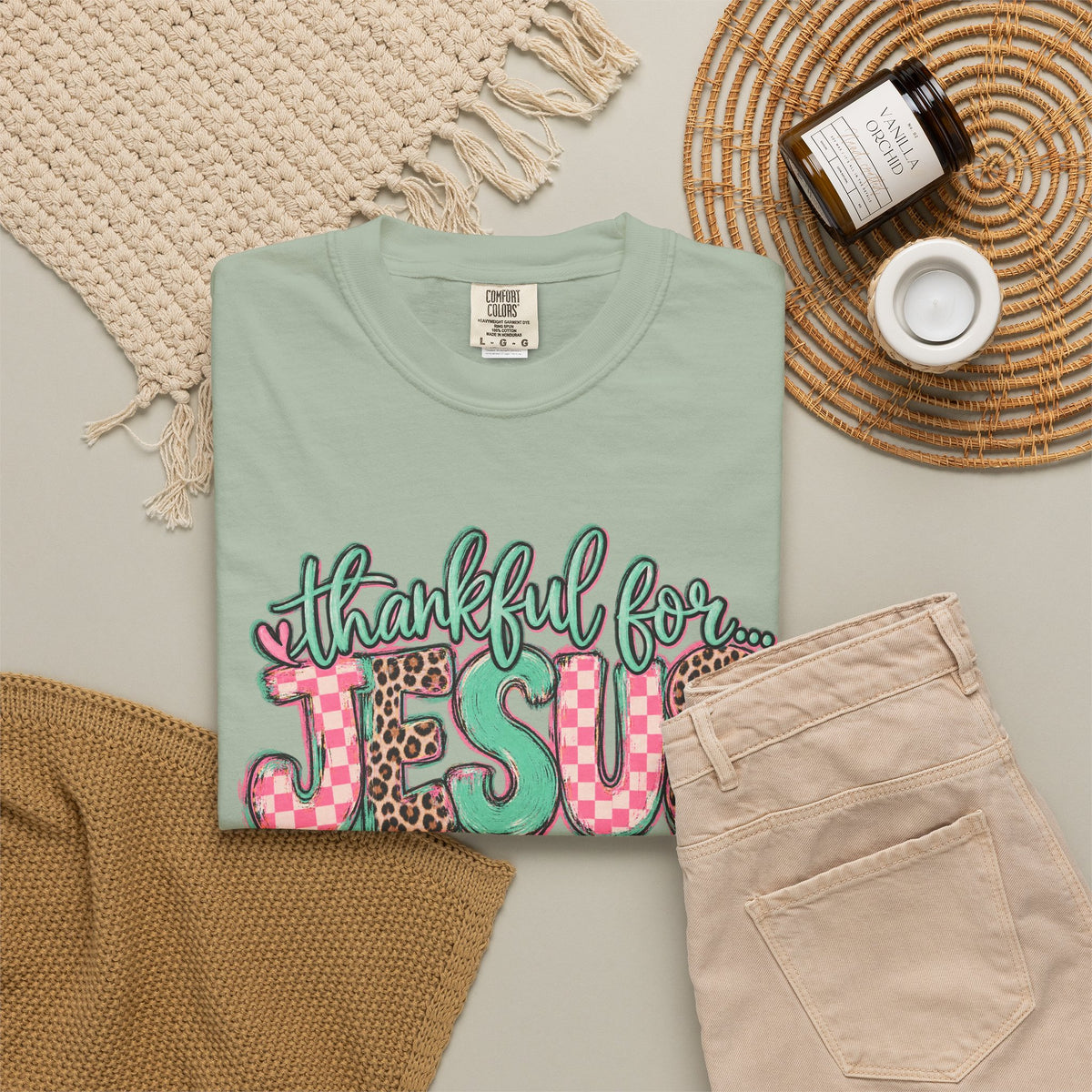 Thankful for Jesus Tee floral