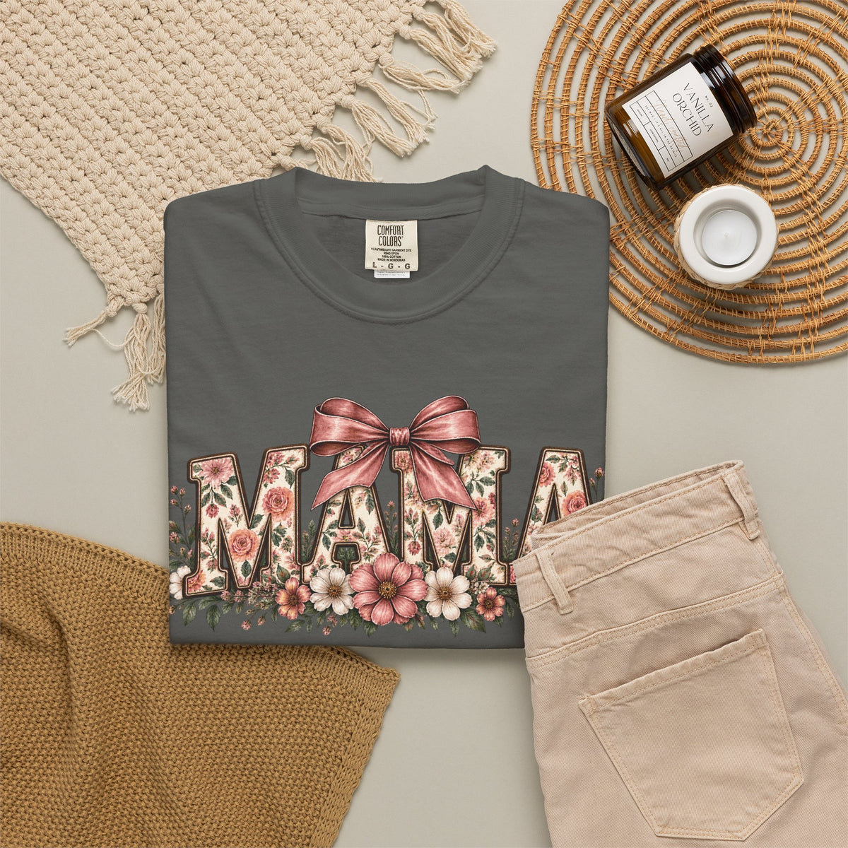 Mama Floral Bow Tee
