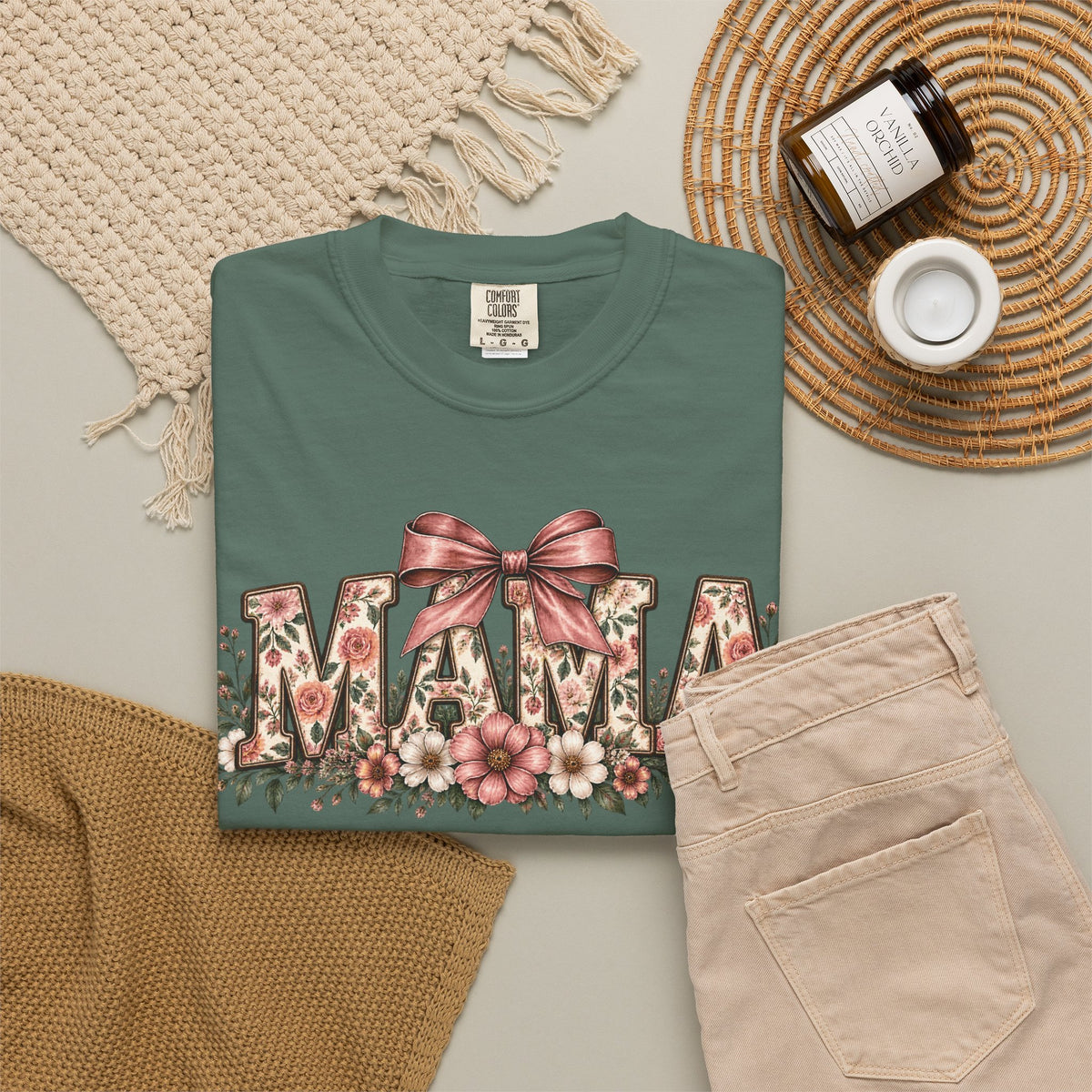 Mama Floral Bow Tee
