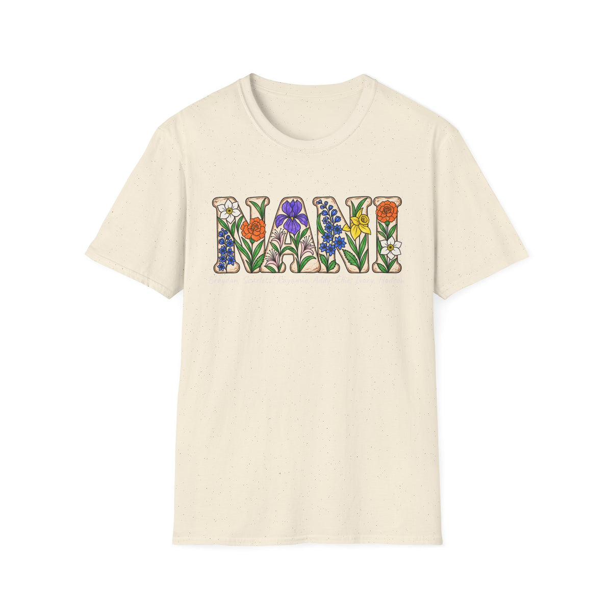 NANI custom tee! With birth flowers and names.