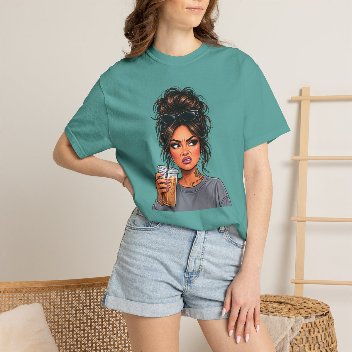 Iced Coffee Girl Custom T-Shirt