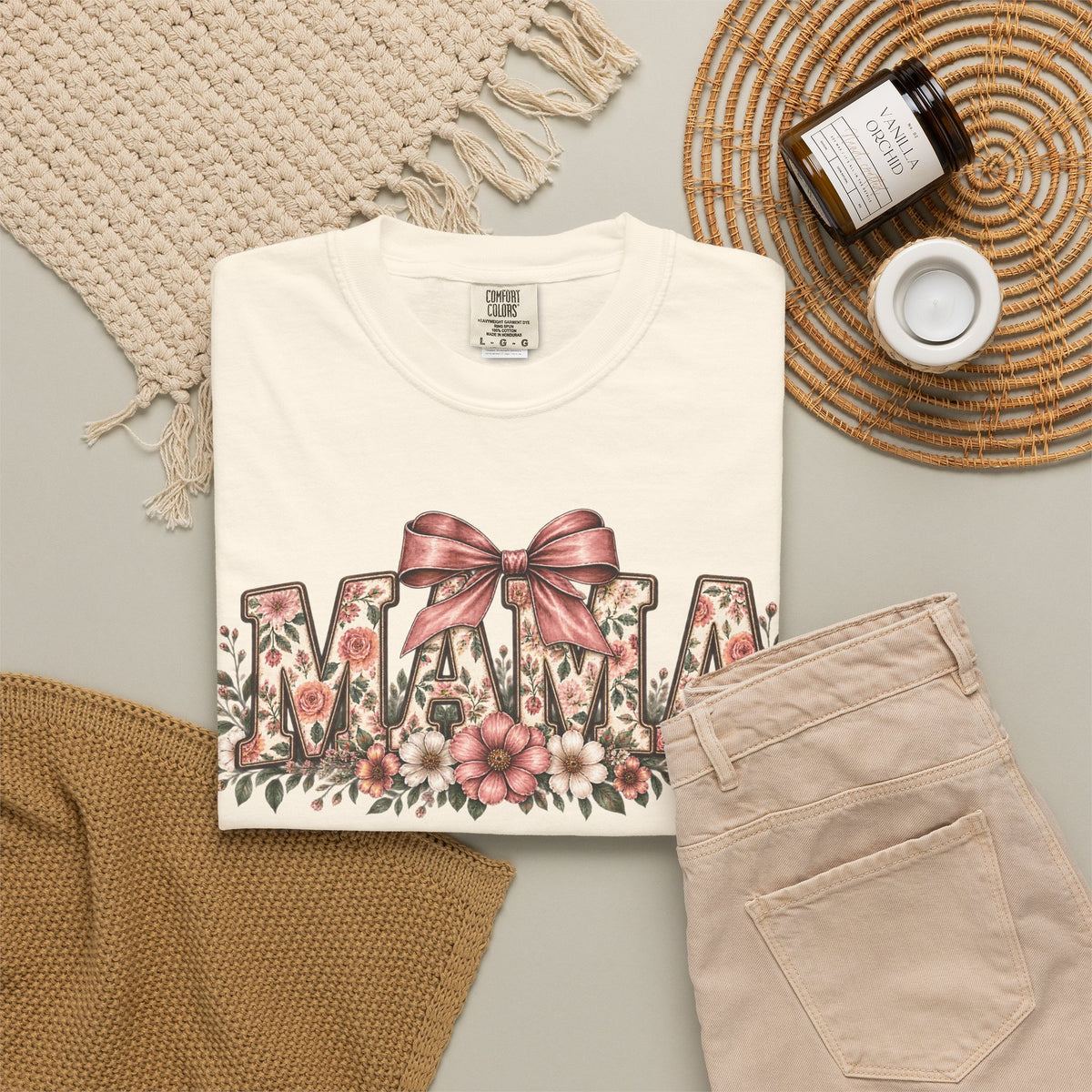 Mama Floral Bow Tee