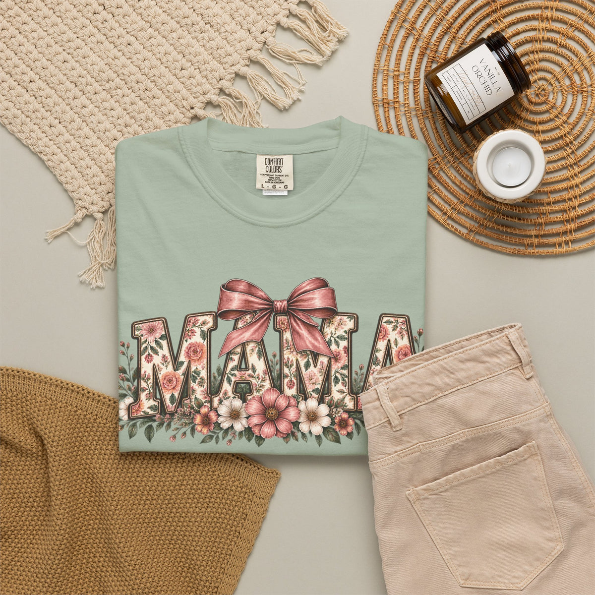 Mama Floral Bow Tee