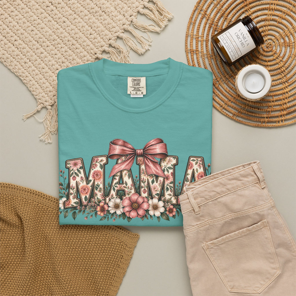 Mama Floral Bow Tee
