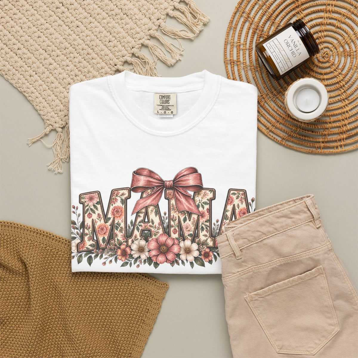 Mama Floral Bow Tee