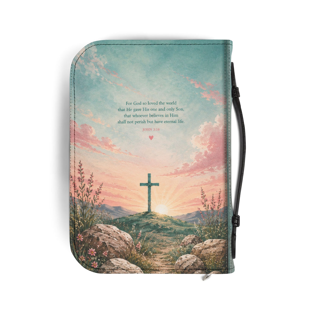 Bible Cover - "Jesus Saves" Pastel Crosses Biblical Zippered Bible Case